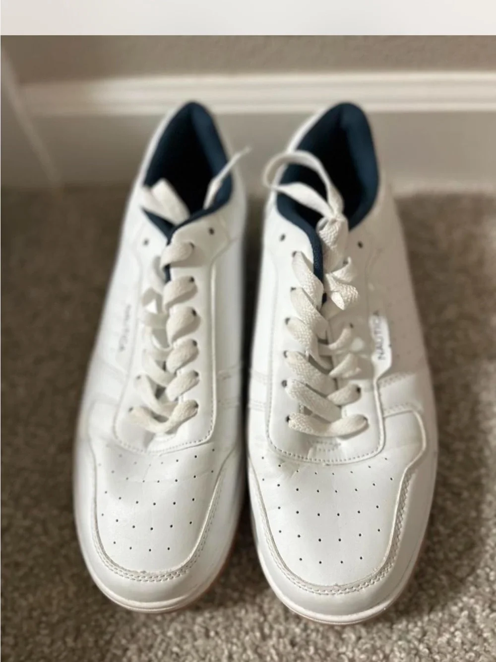 Nautica Men’s White Sneakers with Navy Trim